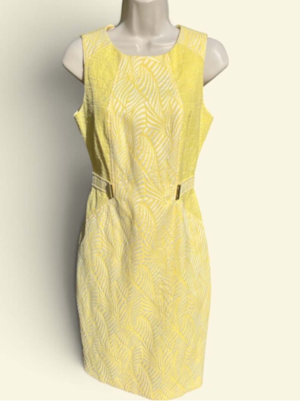 Calvin Klein Yellow Textured Midi Dress